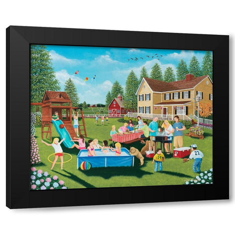 Backyard Barbeque Black Modern Wood Framed Art Print by Engler, Don