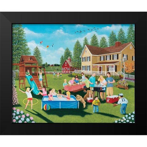Backyard Barbeque Black Modern Wood Framed Art Print by Engler, Don
