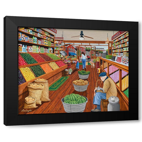 Country Store Black Modern Wood Framed Art Print with Double Matting by Engler, Don
