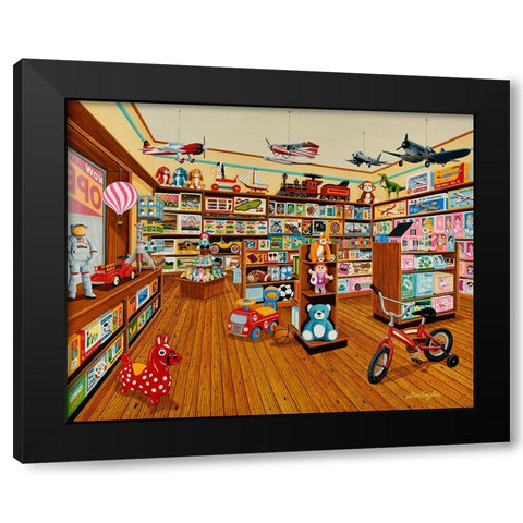 Stay and Play Black Modern Wood Framed Art Print with Double Matting by Engler, Don