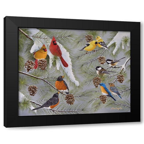 Snowbirds Black Modern Wood Framed Art Print with Double Matting by Engler, Don