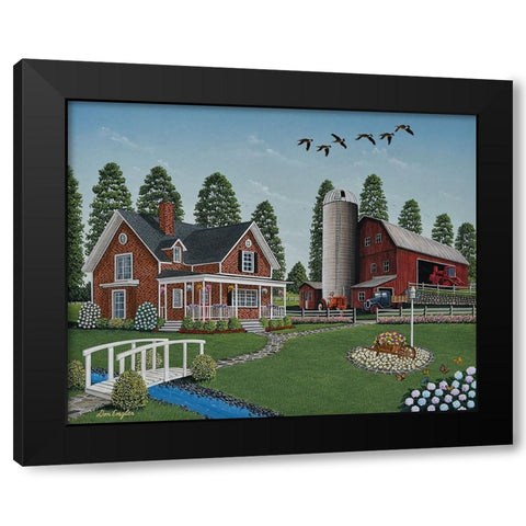 Farm Home Black Modern Wood Framed Art Print with Double Matting by Engler, Don