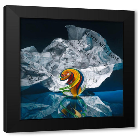 All You Need Is Love Black Modern Wood Framed Art Print with Double Matting by Chartier, Francois