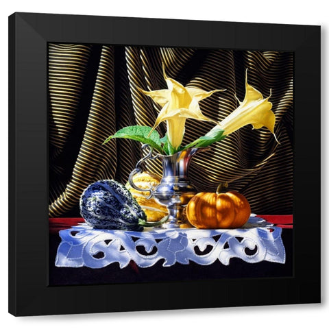 Trumpeter Black Modern Wood Framed Art Print by Chartier, Francois