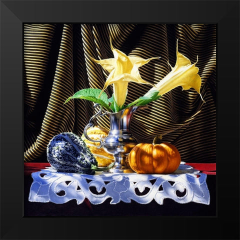 Trumpeter Black Modern Wood Framed Art Print by Chartier, Francois