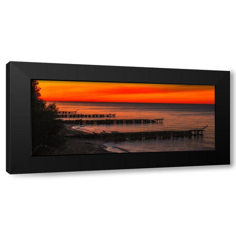 Edgewater Docks Cleveland Black Modern Wood Framed Art Print with Double Matting by Galloimages Online