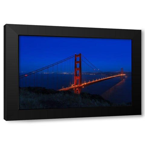 Golden Gate bridge at Night Black Modern Wood Framed Art Print by Galloimages Online