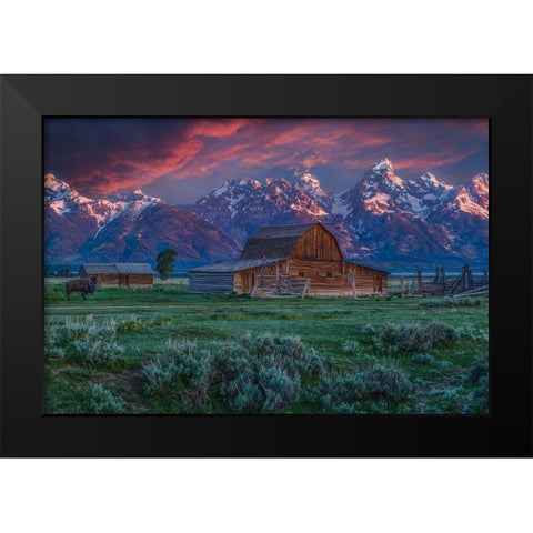 Mormon Row Barn Sunrise Black Modern Wood Framed Art Print by Galloimages Online