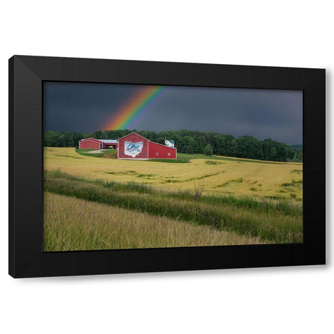 Ohio Farm Rainbow Black Modern Wood Framed Art Print with Double Matting by Galloimages Online
