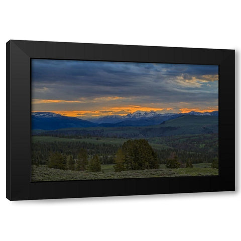Yellowstone Sunrise Black Modern Wood Framed Art Print with Double Matting by Galloimages Online