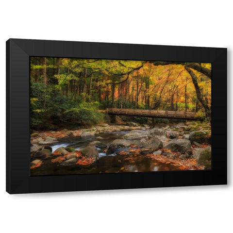 Greenbrier Bridge With Stream Watercolor Black Modern Wood Framed Art Print with Double Matting by Galloimages Online