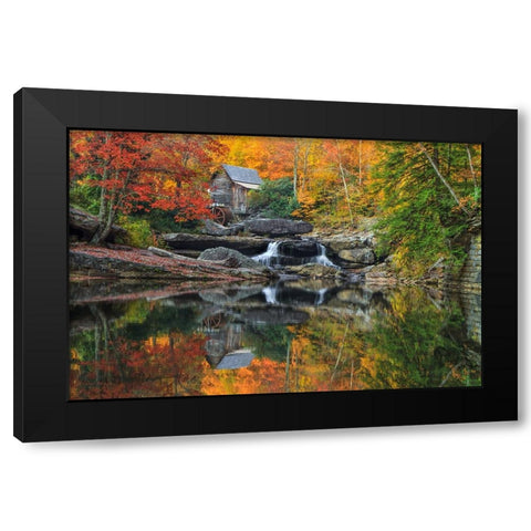 Grist Mill In The Fall Black Modern Wood Framed Art Print with Double Matting by Galloimages Online