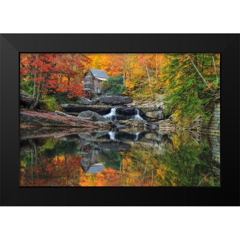 Grist Mill In The Fall Black Modern Wood Framed Art Print by Galloimages Online
