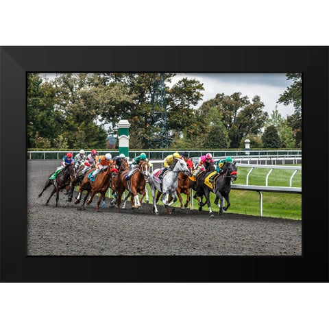 Into The Home Stretch Black Modern Wood Framed Art Print by Galloimages Online