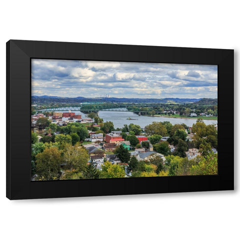 Marietta Oh And Ohio River Black Modern Wood Framed Art Print by Galloimages Online