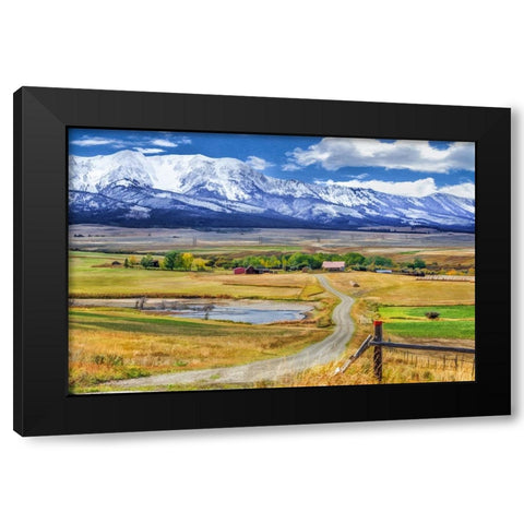 Montana Farm (Watercolor) Black Modern Wood Framed Art Print by Galloimages Online
