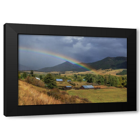 Montana Farm Rainbow Black Modern Wood Framed Art Print by Galloimages Online