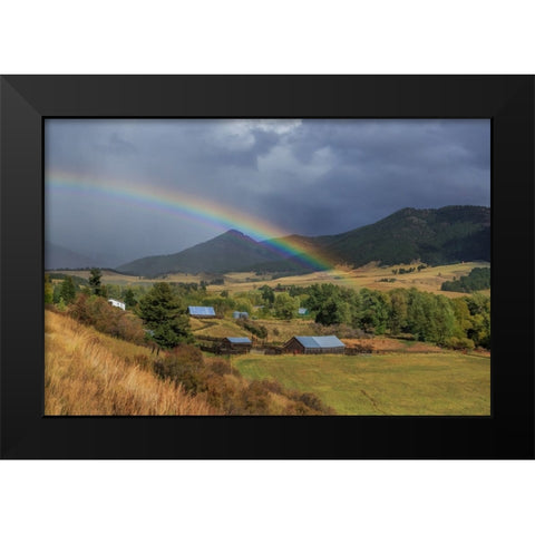 Montana Farm Rainbow Black Modern Wood Framed Art Print by Galloimages Online