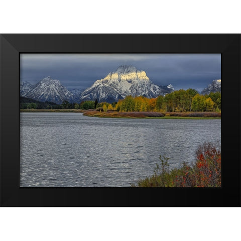 Oxbow Bend Band Of Light Black Modern Wood Framed Art Print by Galloimages Online