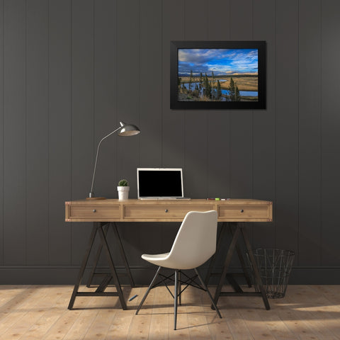 S Curve Hayden Valley Black Modern Wood Framed Art Print by Galloimages Online