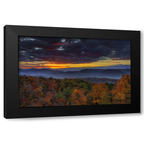 Smokies Sunrise (Oil Paint) Black Modern Wood Framed Art Print with Double Matting by Galloimages Online