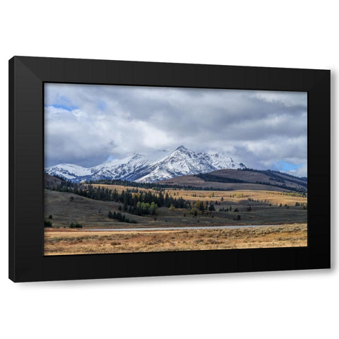 Swan Lake And Electric Peak Black Modern Wood Framed Art Print with Double Matting by Galloimages Online