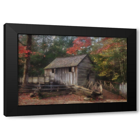 Cades Cove Grist Mill Black Modern Wood Framed Art Print by Galloimages Online