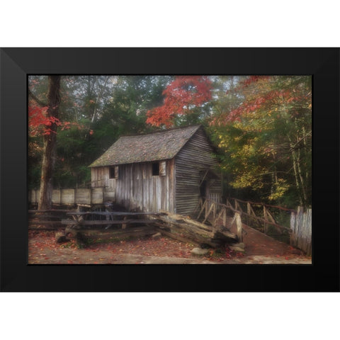 Cades Cove Grist Mill Black Modern Wood Framed Art Print by Galloimages Online