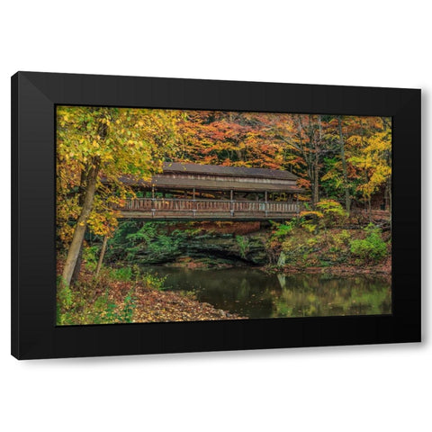 Mill Creek Covered Bridge 2 Black Modern Wood Framed Art Print with Double Matting by Galloimages Online