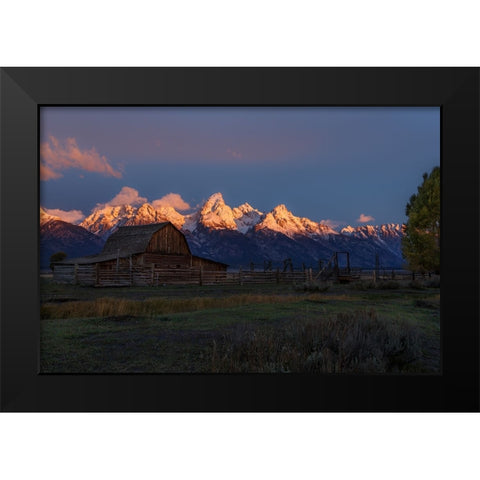 Moulton Barn At Sunrise Black Modern Wood Framed Art Print by Galloimages Online