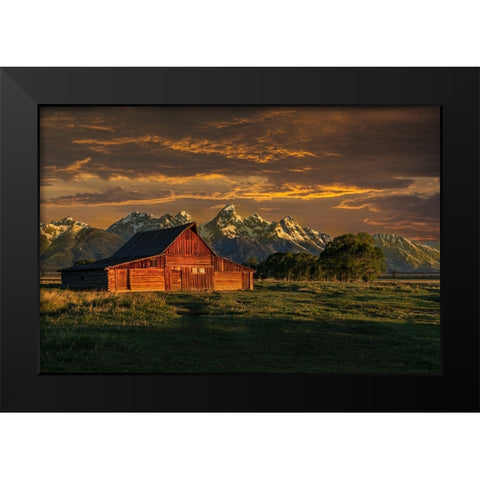 Moulton Barn Sunrise Black Modern Wood Framed Art Print by Galloimages Online