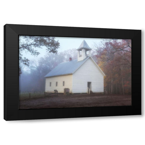 Primitive Baptist Church Fog Black Modern Wood Framed Art Print by Galloimages Online