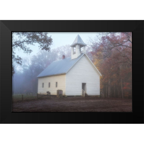 Primitive Baptist Church Fog Black Modern Wood Framed Art Print by Galloimages Online