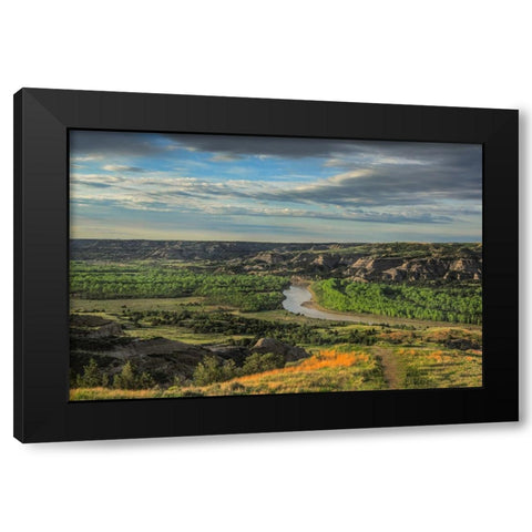 River Bend Overlook Black Modern Wood Framed Art Print with Double Matting by Galloimages Online