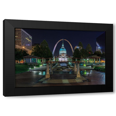St. Louis At Night Black Modern Wood Framed Art Print with Double Matting by Galloimages Online