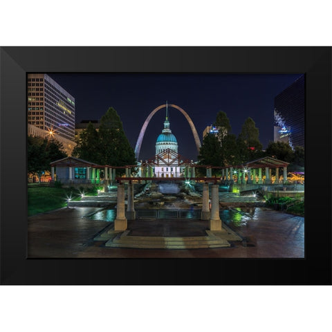 St. Louis At Night Black Modern Wood Framed Art Print by Galloimages Online