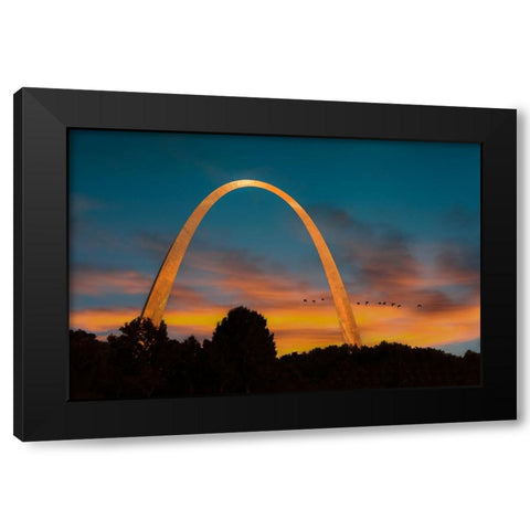 The Arch At Sunset Black Modern Wood Framed Art Print by Galloimages Online