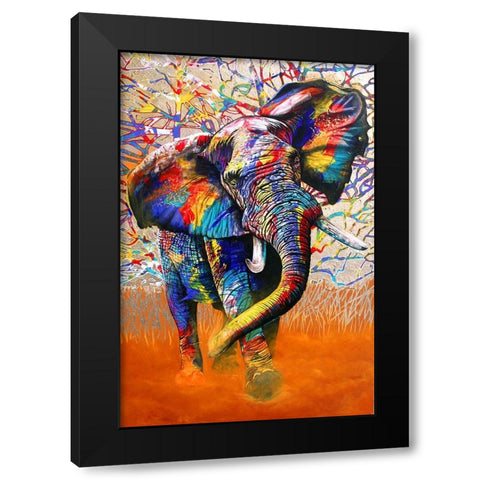 African Colours Black Modern Wood Framed Art Print by Stevenson, Graeme
