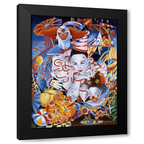 Be A Clown Black Modern Wood Framed Art Print by Stevenson, Graeme