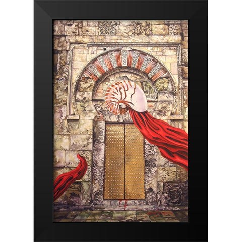 Behind The Door Black Modern Wood Framed Art Print by Stevenson, Graeme