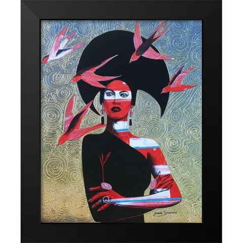 Black Swallow Black Modern Wood Framed Art Print by Stevenson, Graeme