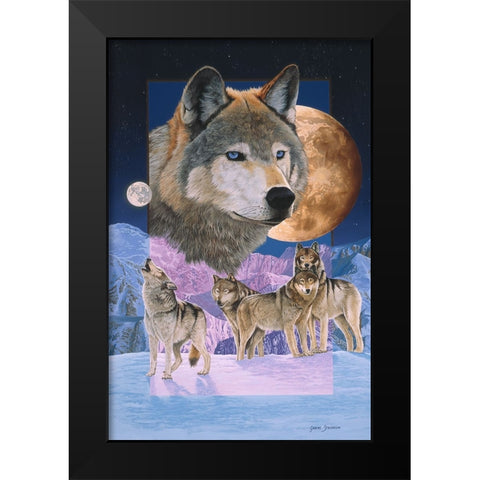 Blue Moon Black Modern Wood Framed Art Print by Stevenson, Graeme
