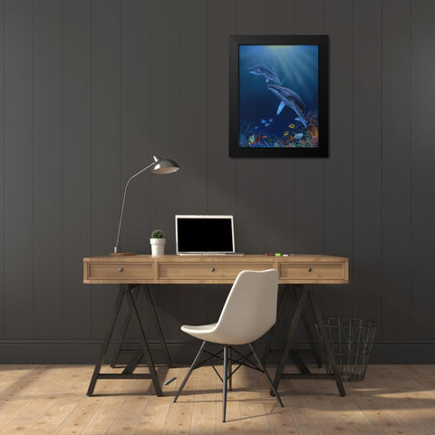 Blue Silence Black Modern Wood Framed Art Print by Stevenson, Graeme