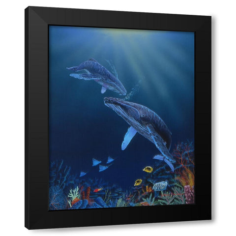Blue Silence Black Modern Wood Framed Art Print by Stevenson, Graeme