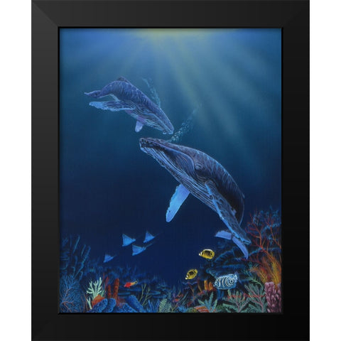 Blue Silence Black Modern Wood Framed Art Print by Stevenson, Graeme