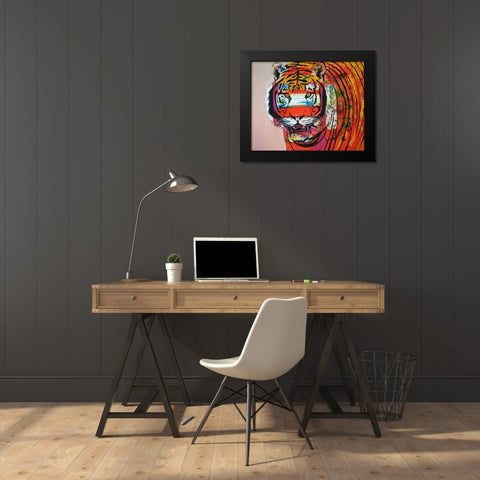 Burning Bright Eyes Black Modern Wood Framed Art Print by Stevenson, Graeme