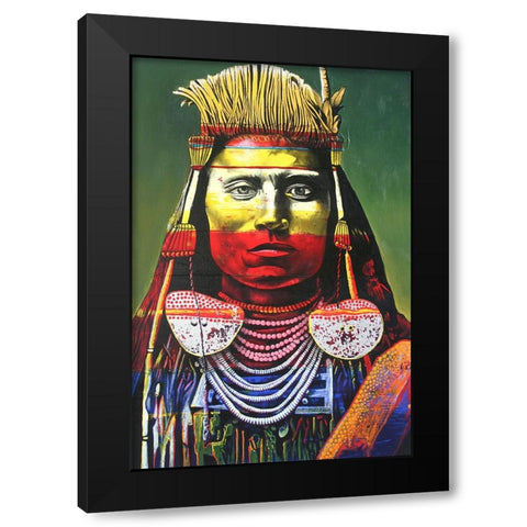 Indian Chief Black Modern Wood Framed Art Print with Double Matting by Stevenson, Graeme