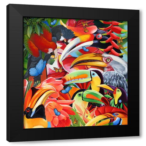 Jungle Colours Black Modern Wood Framed Art Print with Double Matting by Stevenson, Graeme
