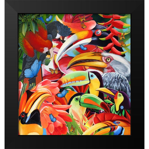 Jungle Colours Black Modern Wood Framed Art Print by Stevenson, Graeme
