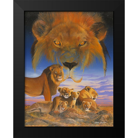 Masai Morning Black Modern Wood Framed Art Print by Stevenson, Graeme
